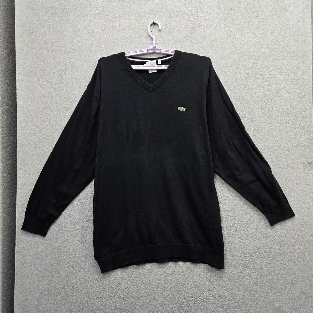 Lacoste Men Sweater  2XL Black Embroidered Logo Long Sleeve